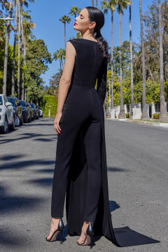 One Sleeve Stretch Crêpe Jumpsuit One Sleeve Stretch Crêpe Jumpsuit