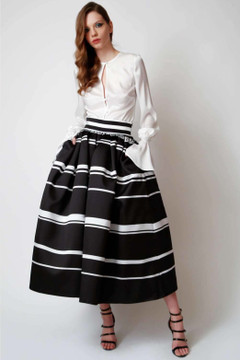 Long Sleeve Shirt with Midi Skirt