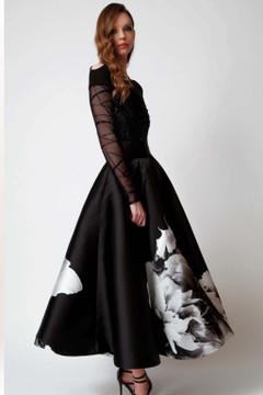Embellished Long Sleeve Bodysuit with Midi Skirt Embellished Long Sleeve Bodysuit with Midi Skirt
