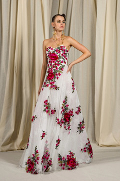 Pointe D'Esprit Floral Gown and Bolero Pointe D'Esprit Floral Gown and Bolero