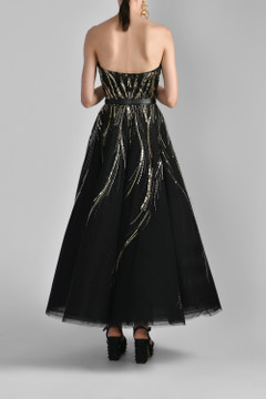 Tulle Strapless Dress with Sequins Tulle Strapless Dress with Sequins