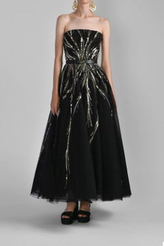 Tulle Strapless Dress with Sequins Tulle Strapless Dress with Sequins