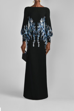 Canton Crepe Beaded Gown Canton Crepe Beaded Gown