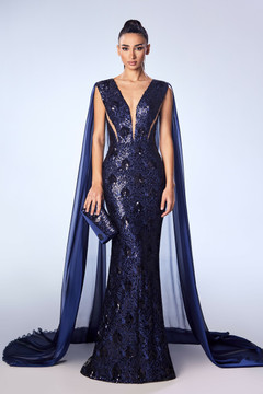 V-Neck Sleeveless Beaded Gown V-Neck Sleeveless Beaded Gown