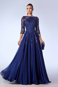 Embroidered Lace and Mousseline Gown