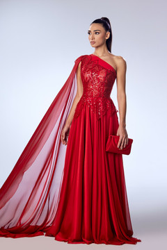 Beaded Cassida Mousseline Gown