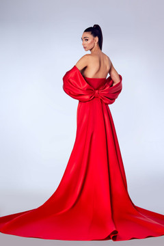 Satin Gown with Bow Detailing Satin Gown with Bow Detailing