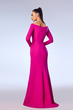 V-Neck Crepe Gown