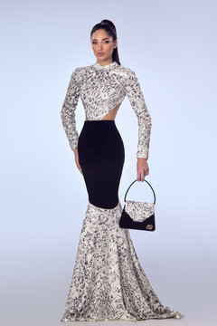Crepe and Sequin Gown Crepe and Sequin Gown