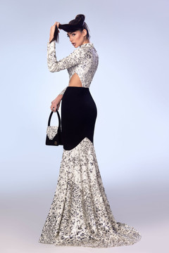 Crepe and Sequin Gown Crepe and Sequin Gown