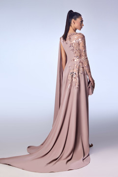 Crepe Marocain Beaded Gown