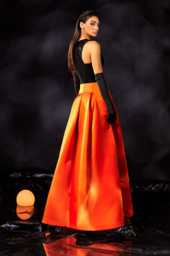 Crepe and Satin Bi-Color Gown Crepe and Satin Bi-Color Gown
