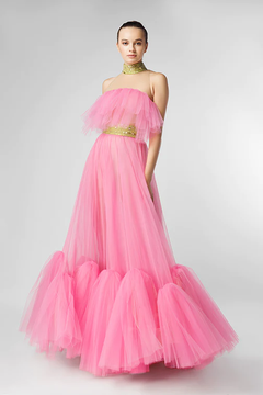 Pleated Illusion Gown