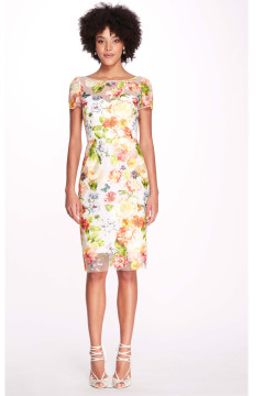 Floral Embroidery Pencil Dress