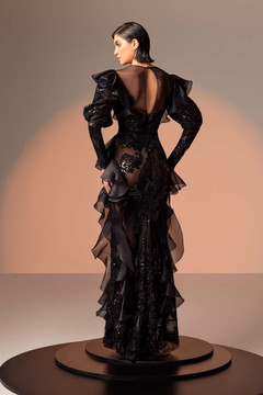 Organza and Lace Ruffled-Gown Organza and Lace Ruffled-Gown