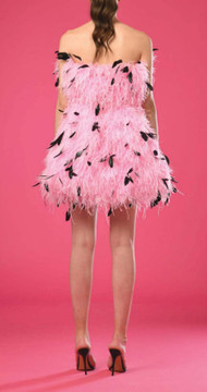 Pouf Feathered Mini Dress