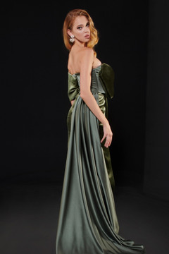 Saiid Kobeisy Strapless Scuba Gown with Bows - District 5 Boutique