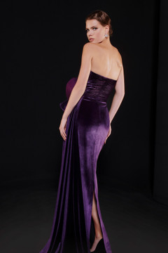 Velvet Draped Strapless Gown