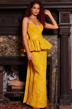Strapless Peplum Evening Gown Strapless Peplum Evening Gown