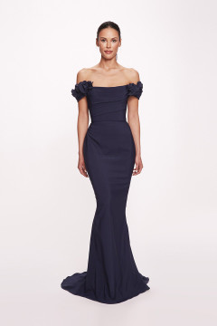 Off Shoulder Stretch Crepe Gown