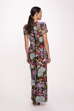 Fully Embroidered Tea-Length Gown Fully Embroidered Tea-Length Gown