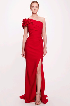 One Shoulder Crepe Slit Gown One Shoulder Crepe Slit Gown