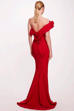 One Shoulder Crepe Slit Gown