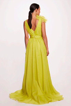 Deep V-Neck Organza Gown