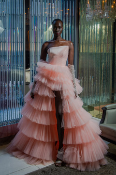 Strapless Tiered High-Low Gown Strapless Tiered High-Low Gown