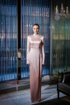 High Neck Long Sleeved Gown