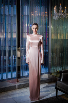 High Neck Long Sleeved Gown High Neck Long Sleeved Gown