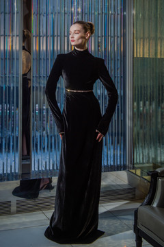 High Neckline Long Sleeved Gown
