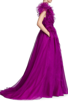 V-Neck Organza Gown