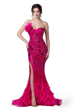 Strapless Feather Gown