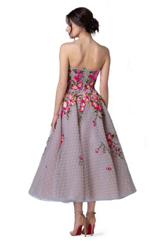 Strapless Floral Detail Midi Dress Strapless Floral Detail Midi Dress