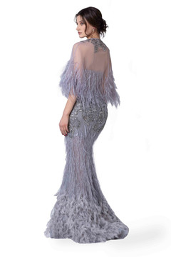 Embellished Trumpet Gown with Cape Embellished Trumpet Gown with Cape