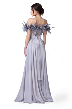 Feathered Pleated Gown Feathered Pleated Gown