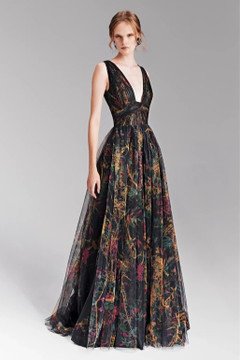Sleeveless Printed Tulle Dress Sleeveless Printed Tulle Dress