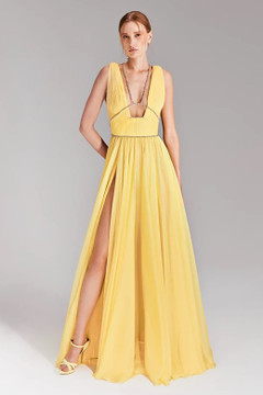 Deep-V Chiffon Gown