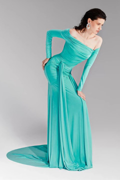 Off-Shoulder Jersey Gown