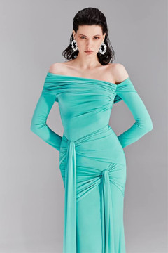 Off-Shoulder Jersey Gown