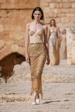 Strapless Dress with Fringed Skirt Strapless Dress with Fringed Skirt