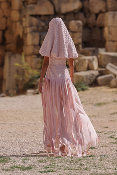 Beaded Collar-like Hood Dress