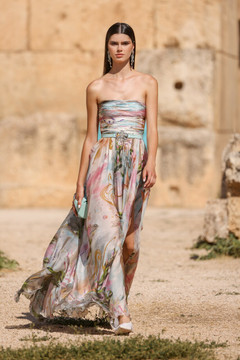 Sleeveless Printed Draped Dress Sleeveless Printed Draped Dress