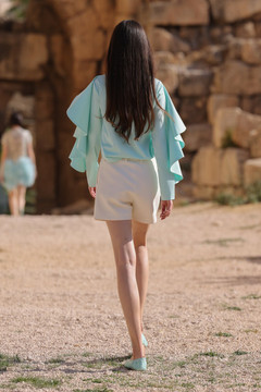 Ruffled Shirt & Linen Shorts Ruffled Shirt & Linen Shorts