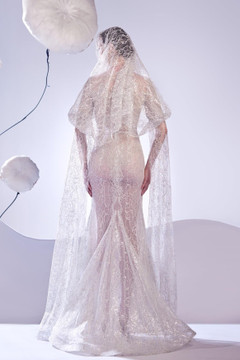 Lace Cape-like Hood Gown Lace Cape-like Hood Gown