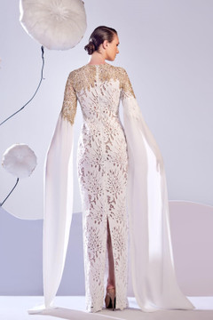 Long Draped Sleeve Gown Long Draped Sleeve Gown