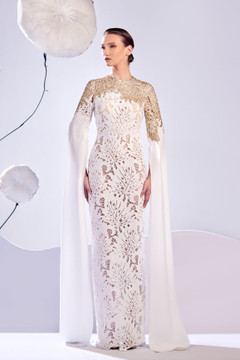 Long Draped Sleeve Gown Long Draped Sleeve Gown