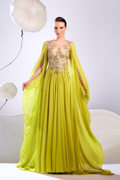 Long Draped Sleeves Gown