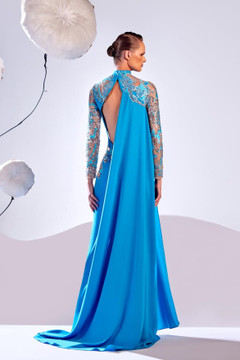 Draped Shoulder Lace Gown Draped Shoulder Lace Gown